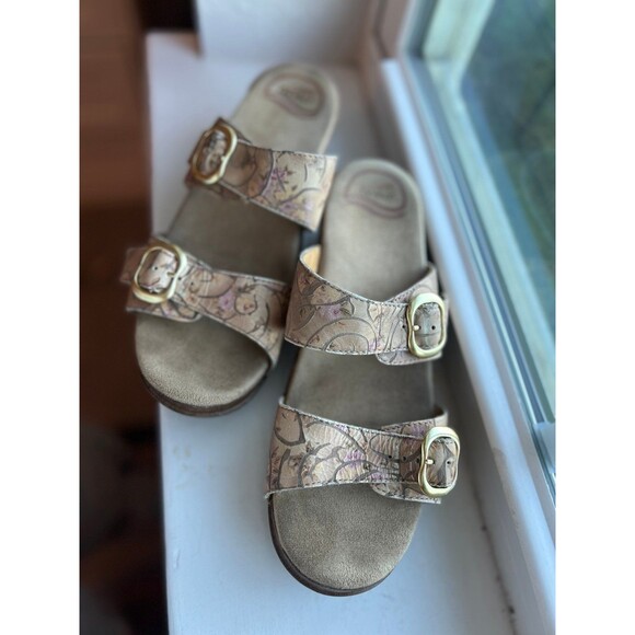 Dansko Floral Leather Buckle Clog Sandals Size 39 - Picture 4 of 10